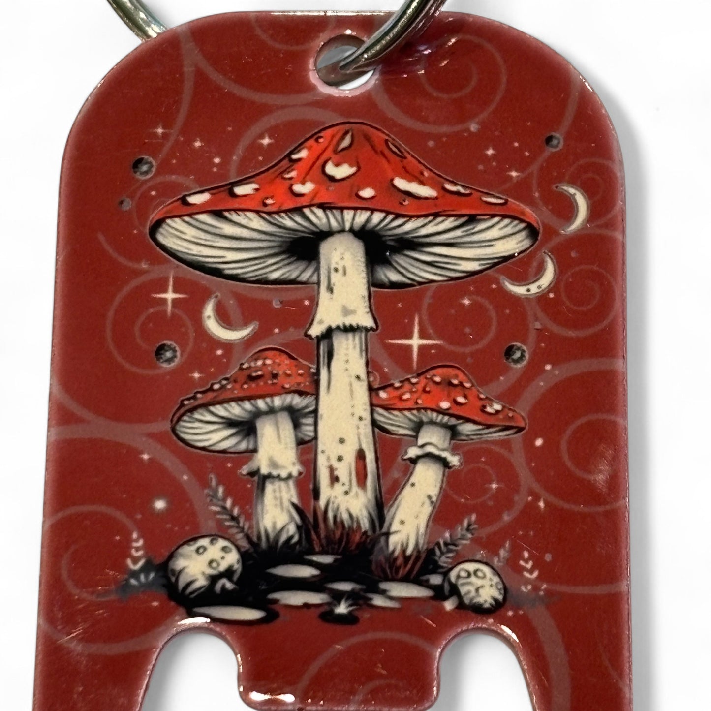 Printed Bottle Opener Keyring - magic mushrooms
