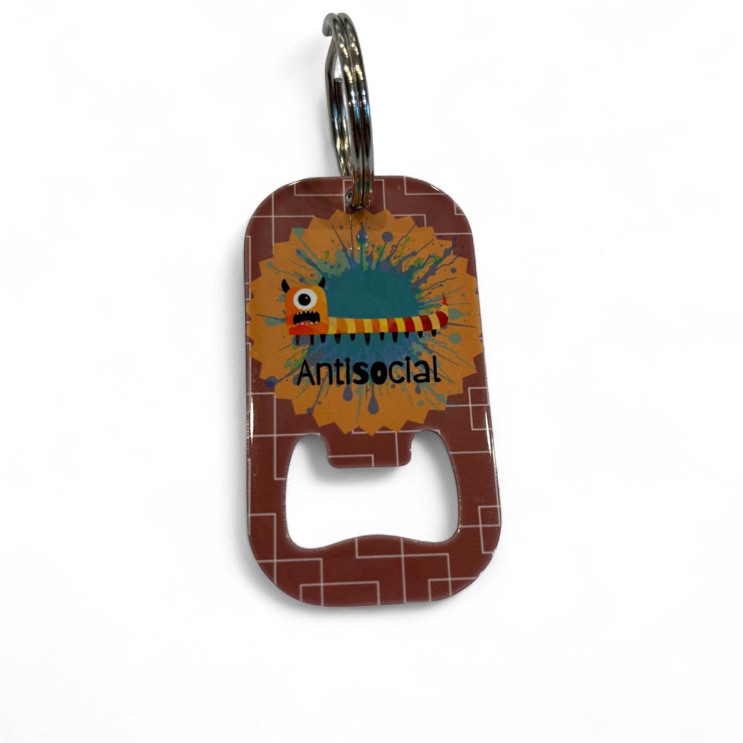 Printed Bottle Opener Keyring - Antisocial