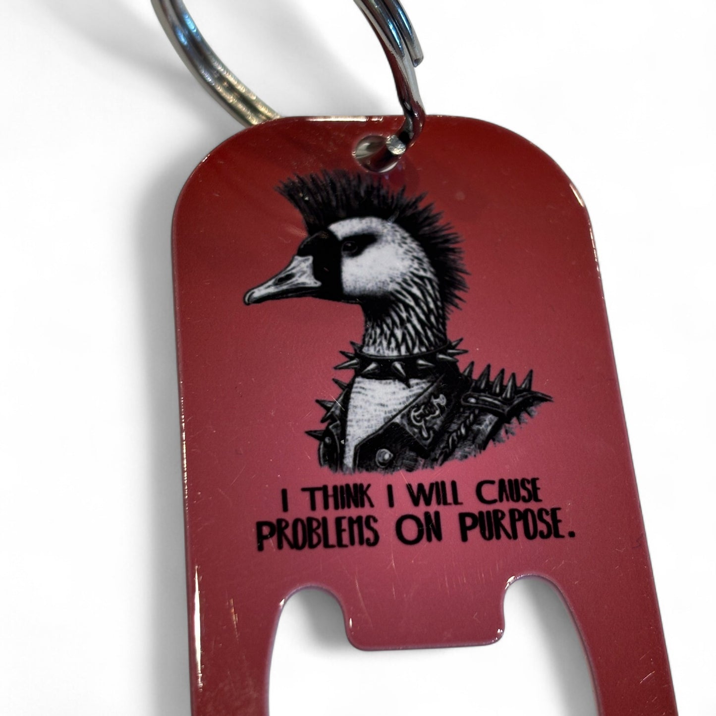 Printed Bottle Opener Keyring - Punk duck