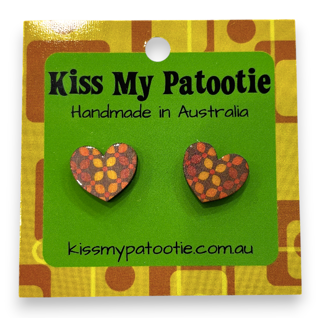 Retro wooden earrings / studs