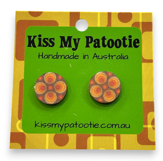 Retro wooden earrings  / studs