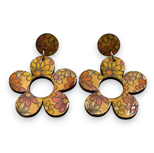 Retro wooden earrings