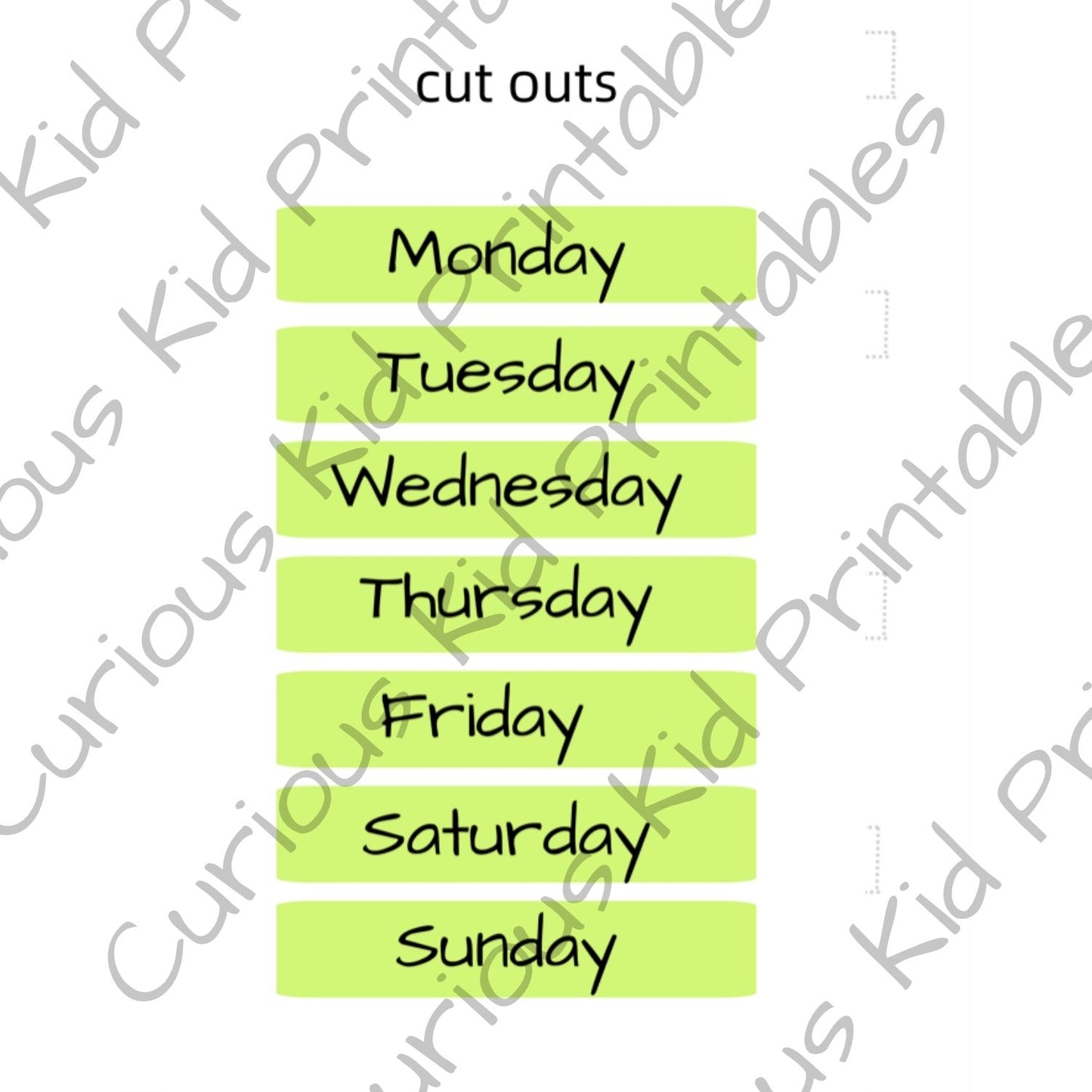 Days of the week visual calendar - classroom poster - teaching aid