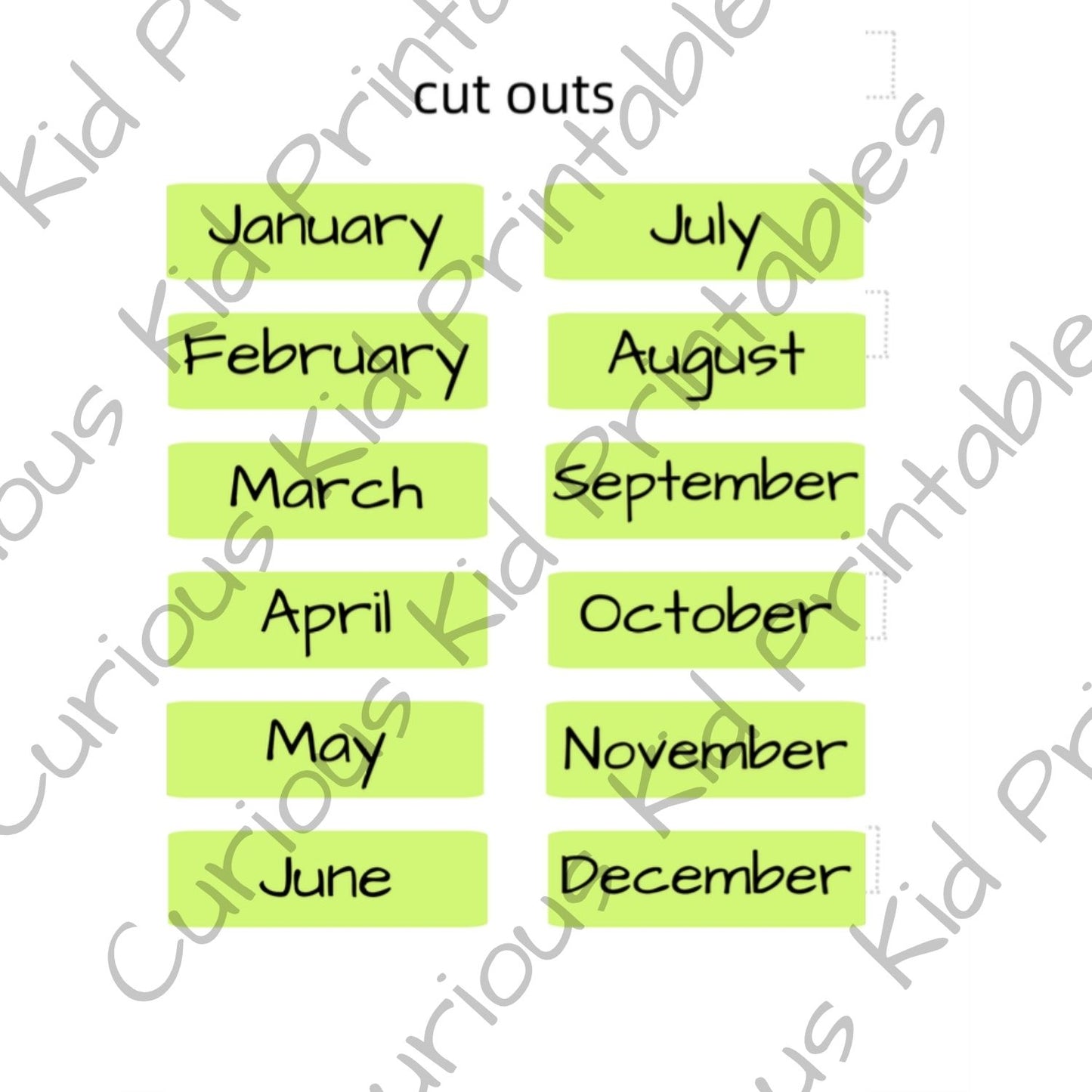 Months of the year visual calendar - classroom poster - teaching aid