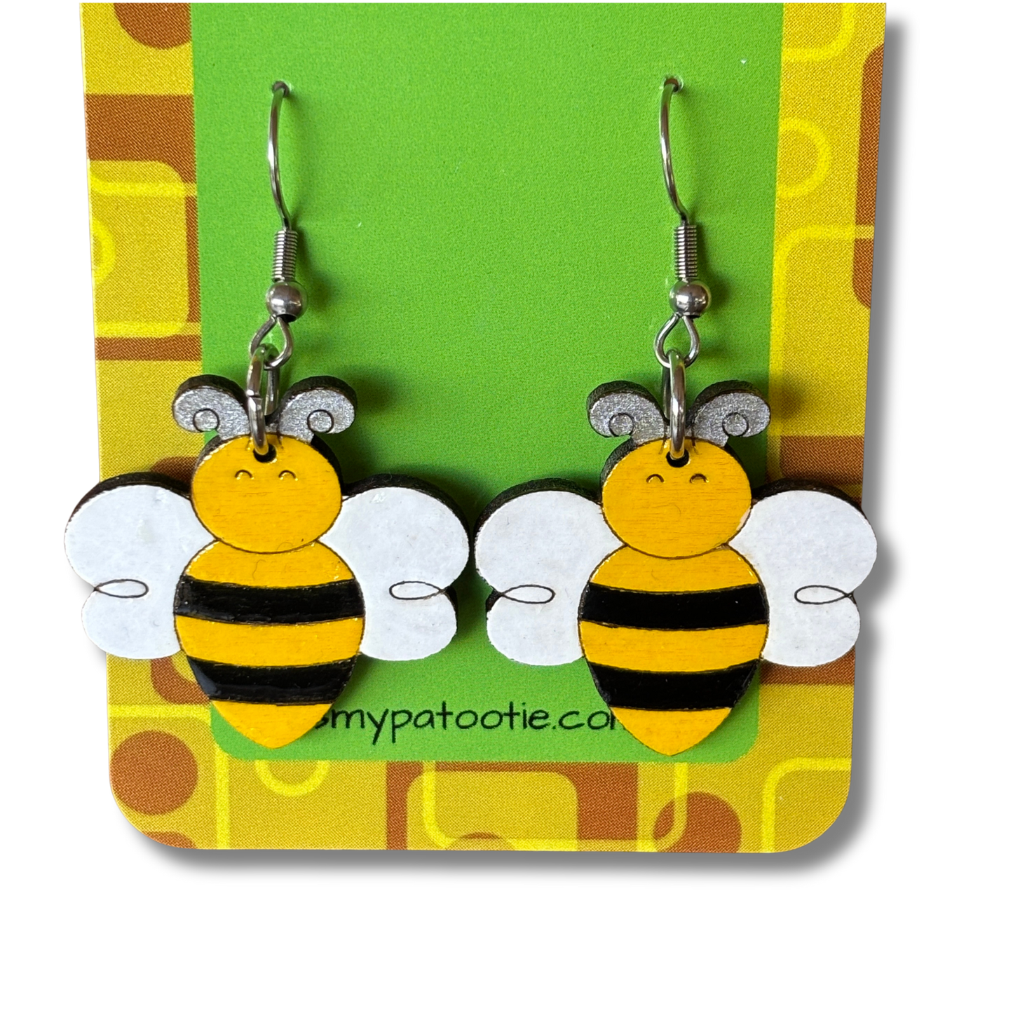 Wooden bumble bee earrings