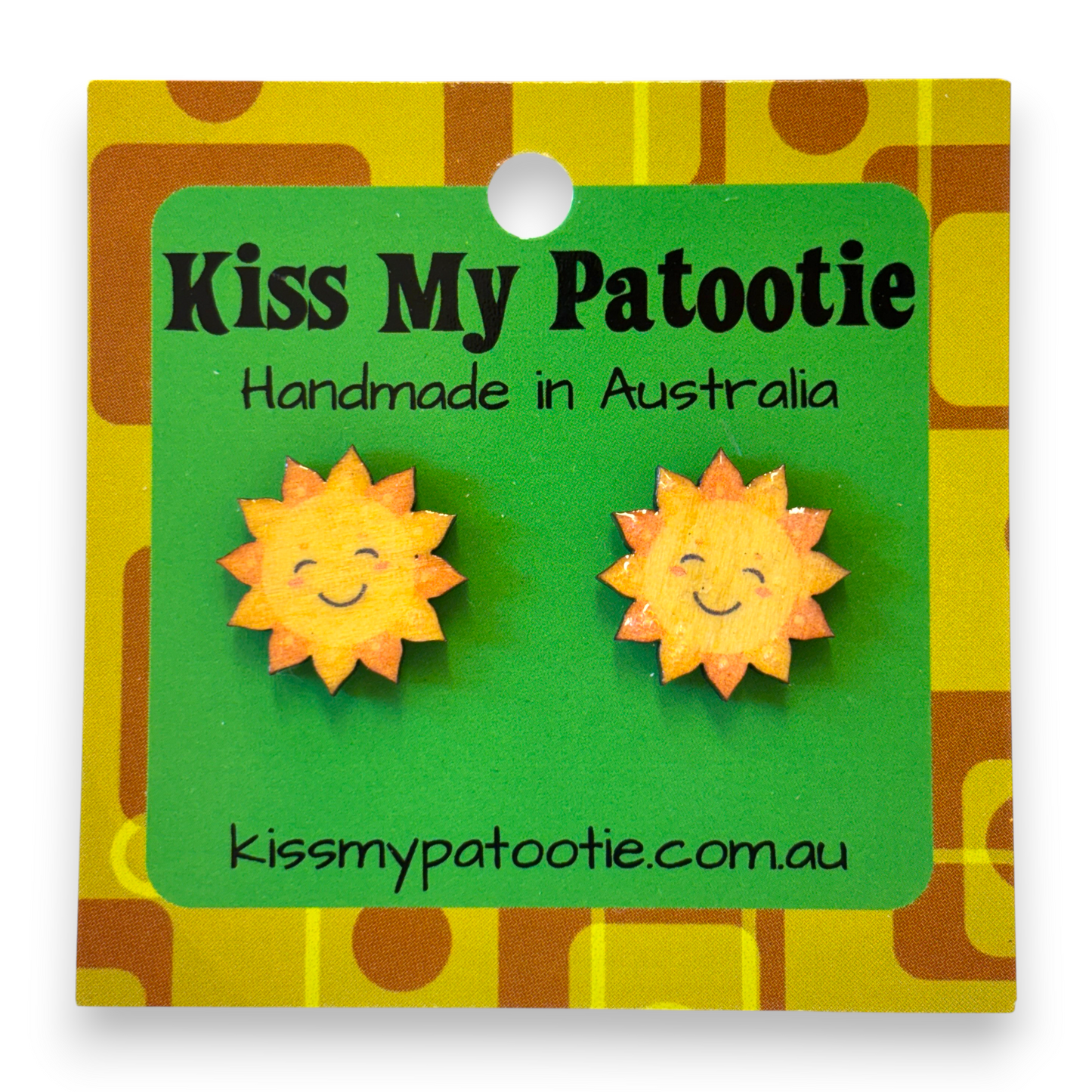 Wooden sun earrings / studs