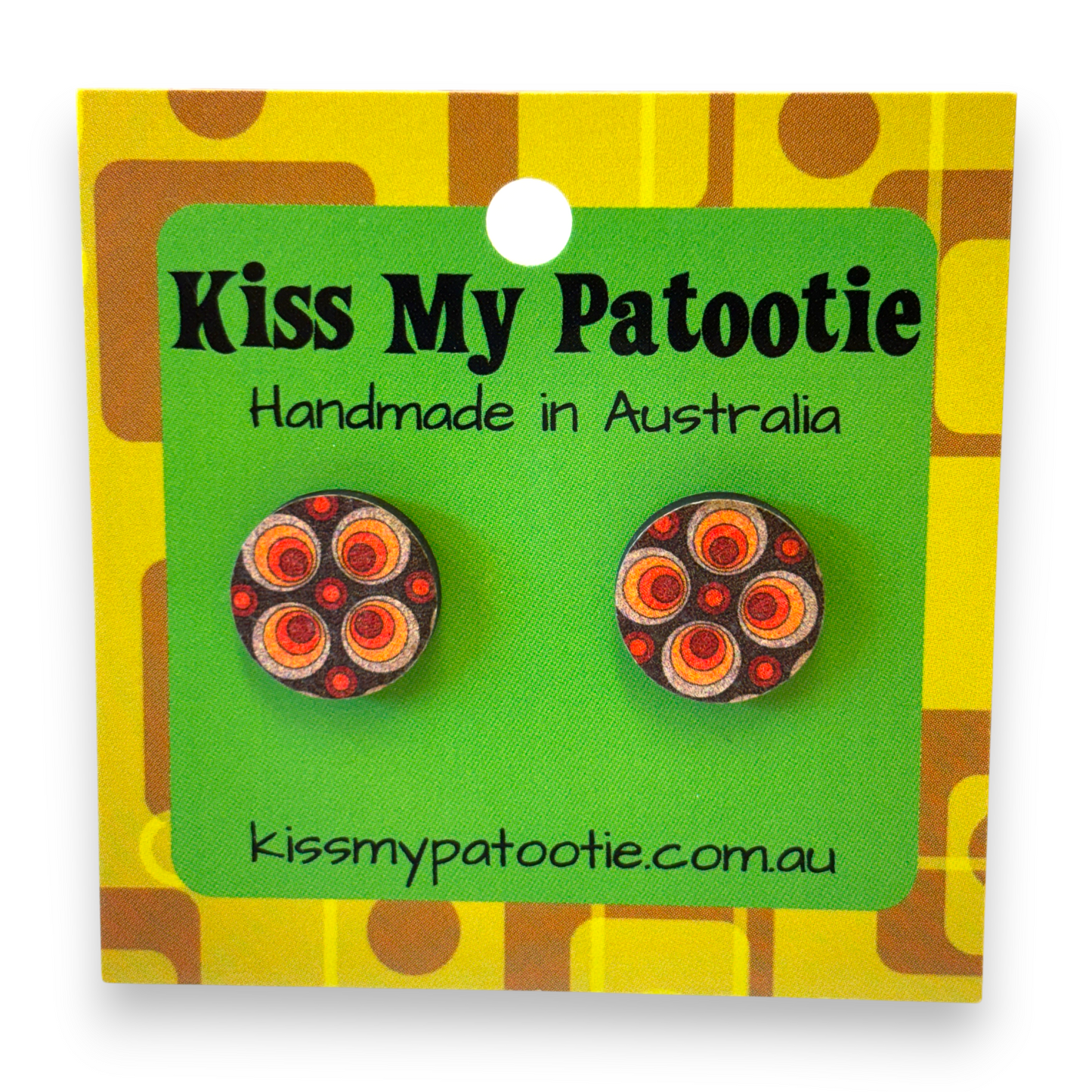 Retro wooden earrings / studs