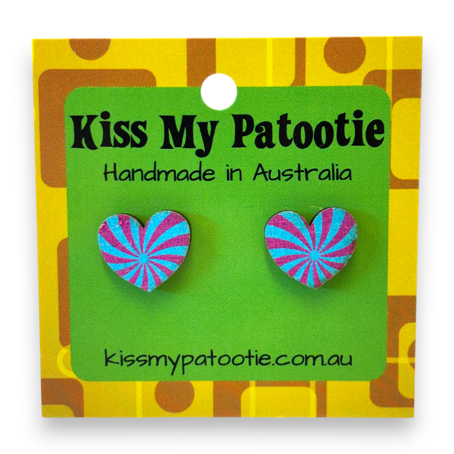Retro wooden earrings / studs