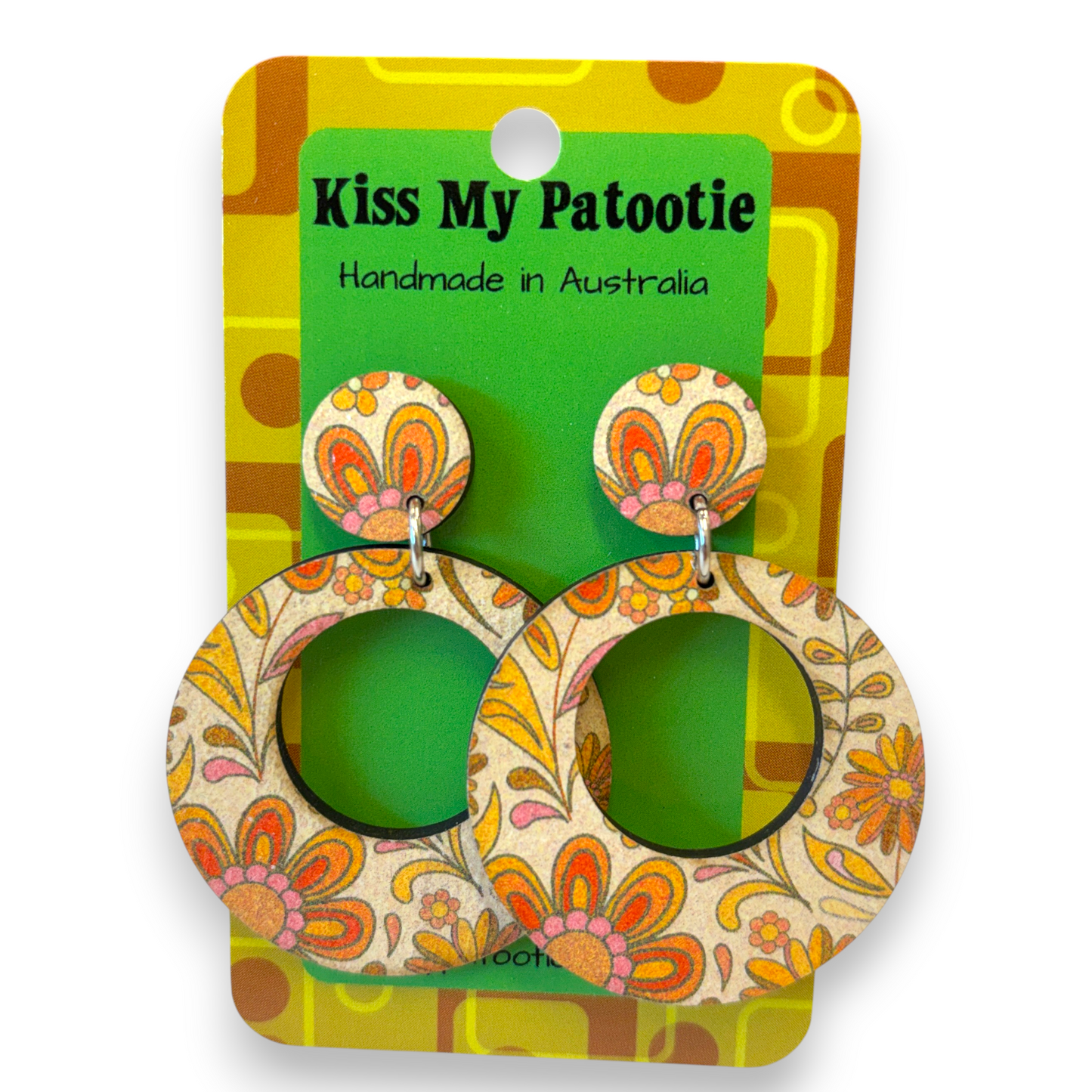 Retro wooden earrings