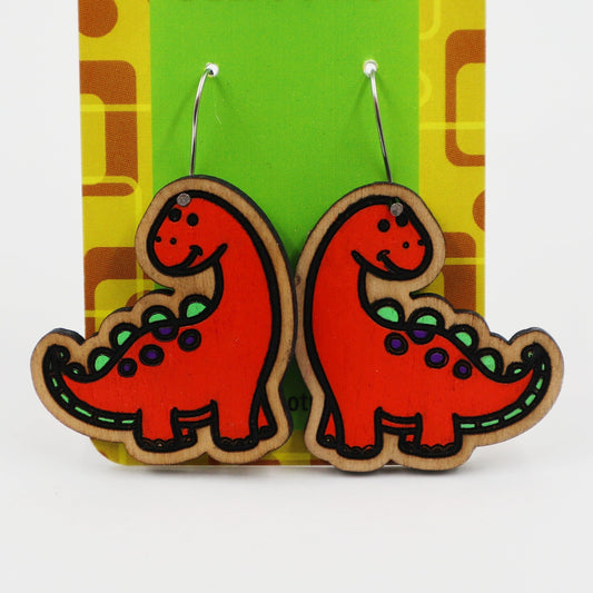 Wooden dinosaur earrings