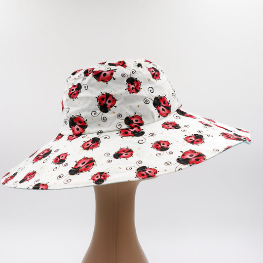 Wide Brim Reversible Sun Hat - ladybug