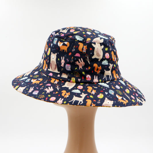 Reversible Sun Hat - Ladies & Girls sizes - woodland animals
