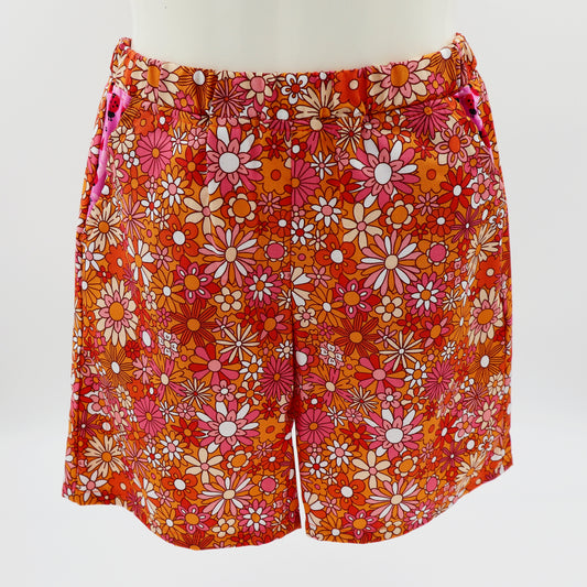 Kids shorts with pockets - sizes 000 to 6 - flower power