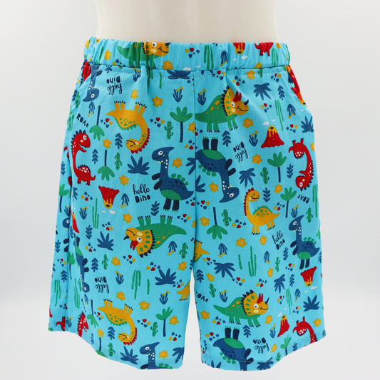 Kids shorts with pockets - sizes 000 to 6 - dinosaurs