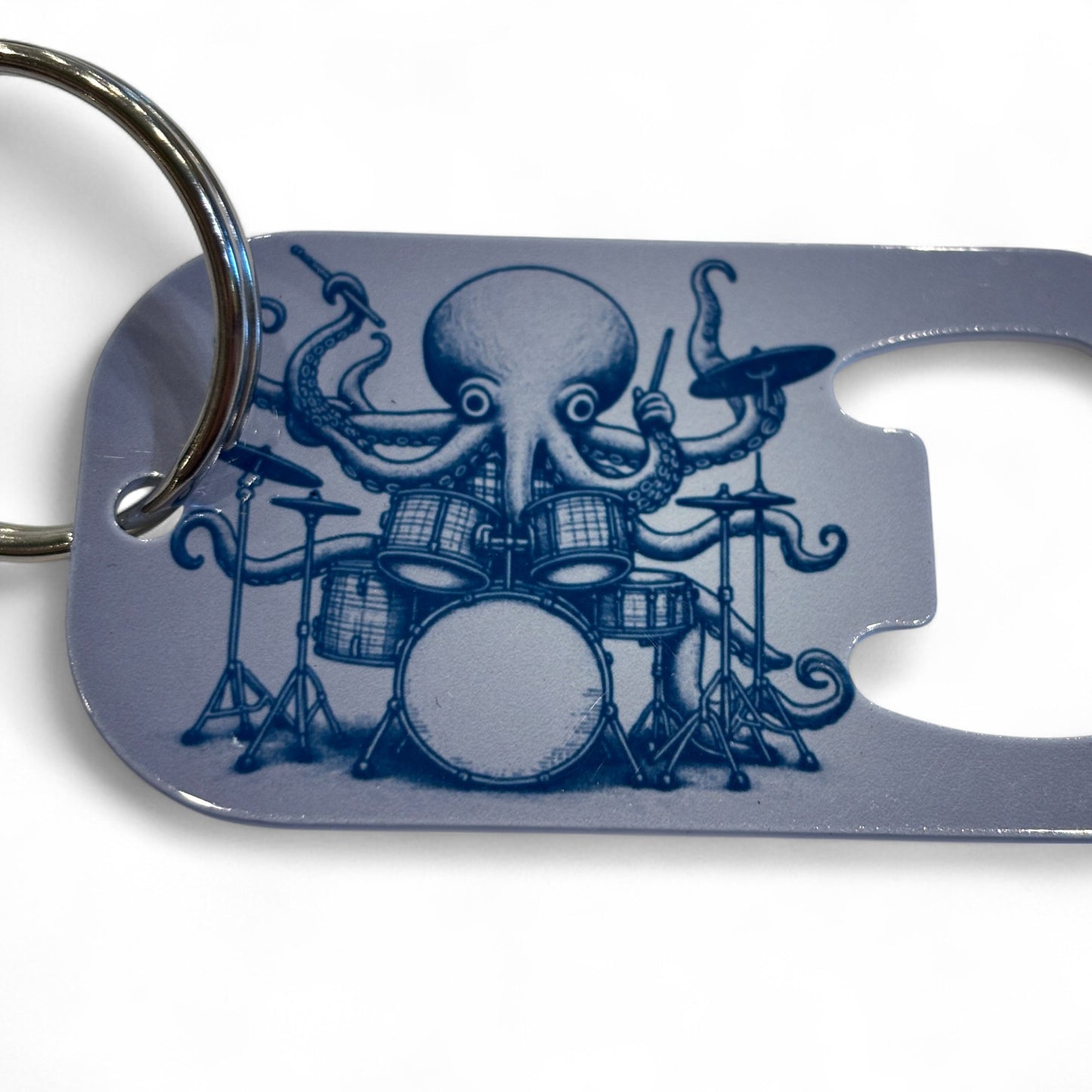 Printed Bottle Opener Keyring - octopus drummer