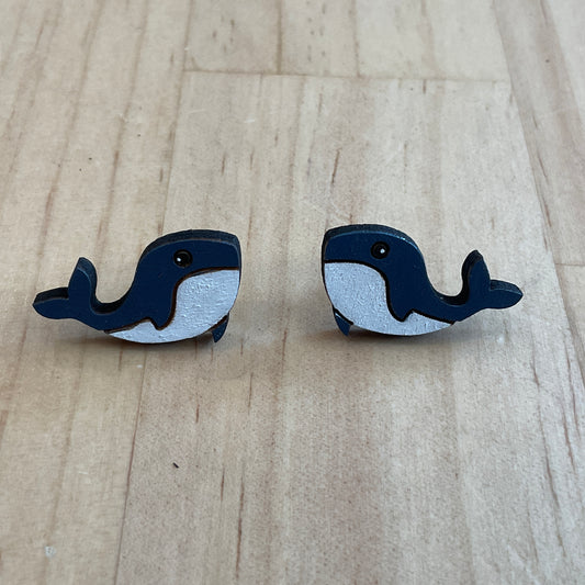 Australian animal studs - Whale - wooden, hand painted