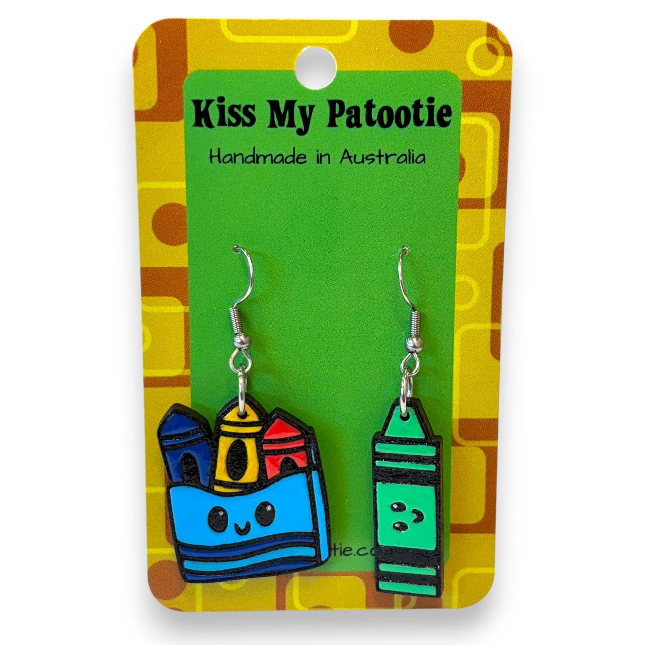 Teacher earrings - crayons, hand painted