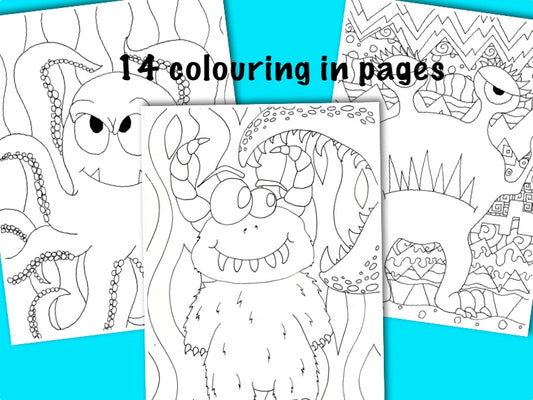 14 Printable colouring in pages - monsters and animals