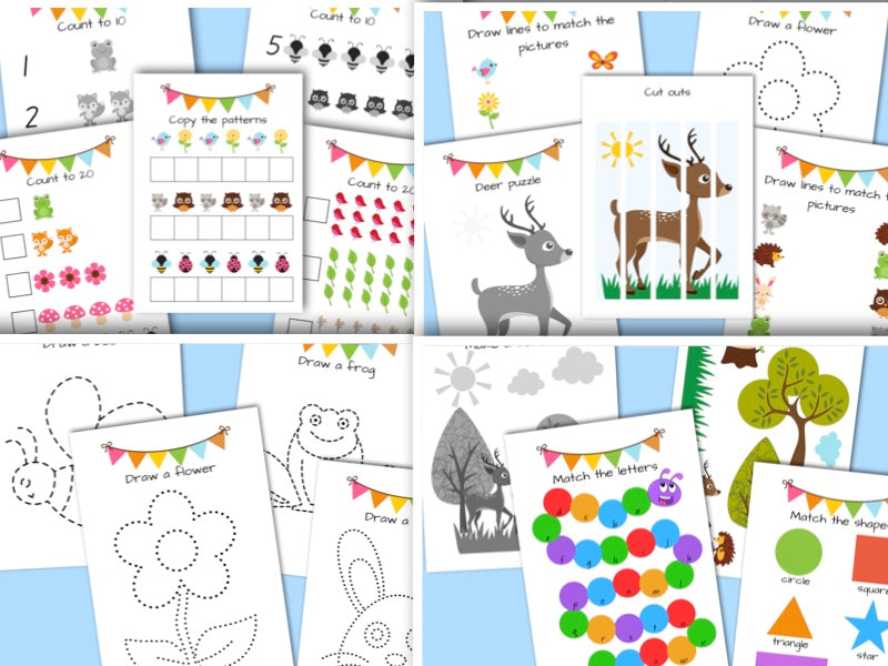 61 pages - Woodland Animal Busy Book - printable, educational activity book