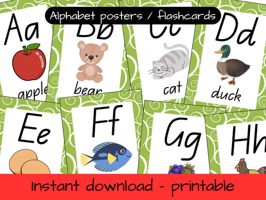 Printable Alphabet posters / flashcards