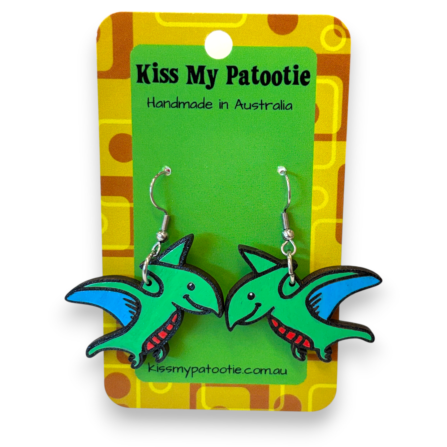 Wooden dinosaur earrings