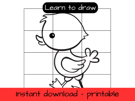 Learn to Draw - Duckling- printable grid drawing activity