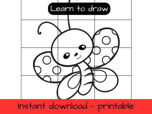 Learn to Draw - Butterfly - printable grid drawing activity