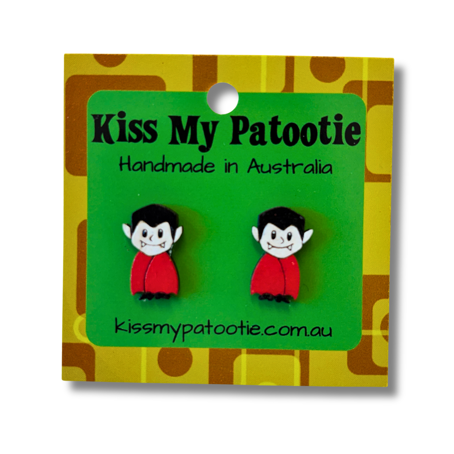 Vampire Halloween studs - wooden, hand painted earrings