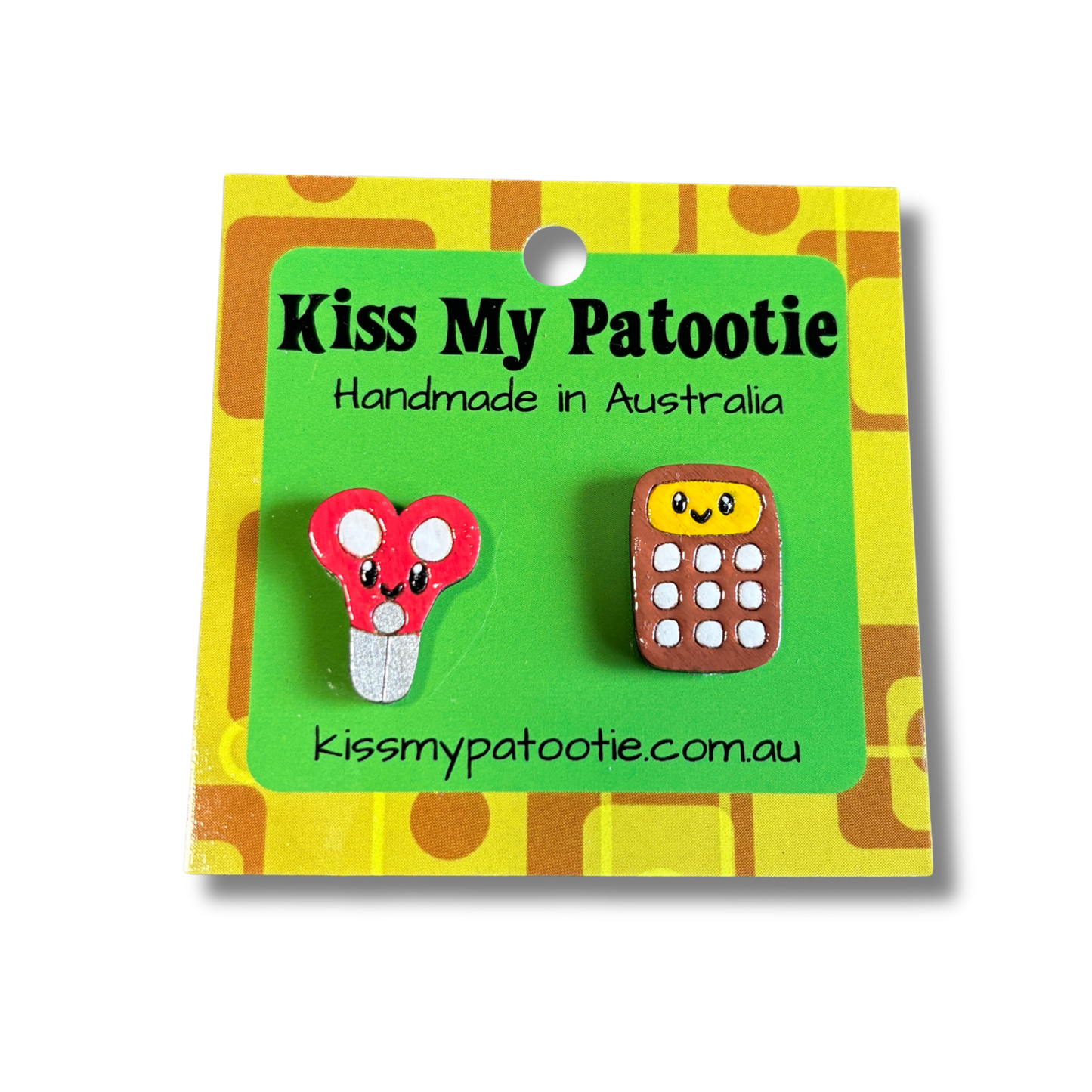 Scissors / calculator teacher studs - hand painted earrings