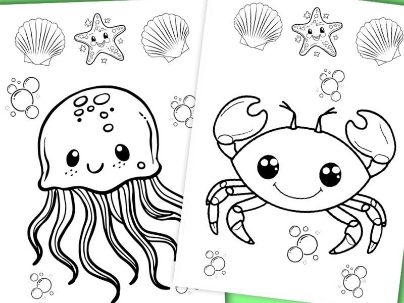 9 Printable colouring in pages - Ocean animals