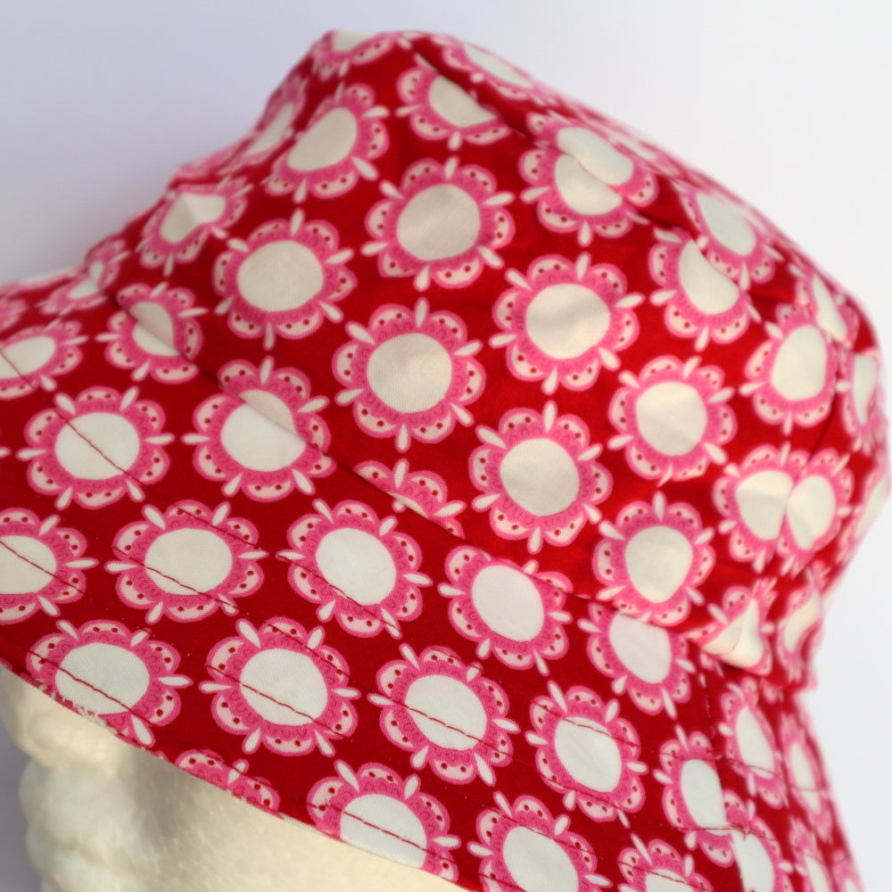 Baby / Kids Reversible Bucket Hat - Pink & Red Flower