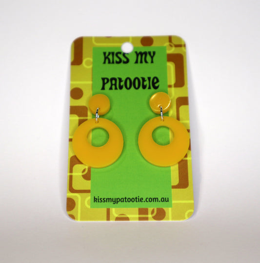 Retro Mod Earrings - laser cut acrylic - yellow