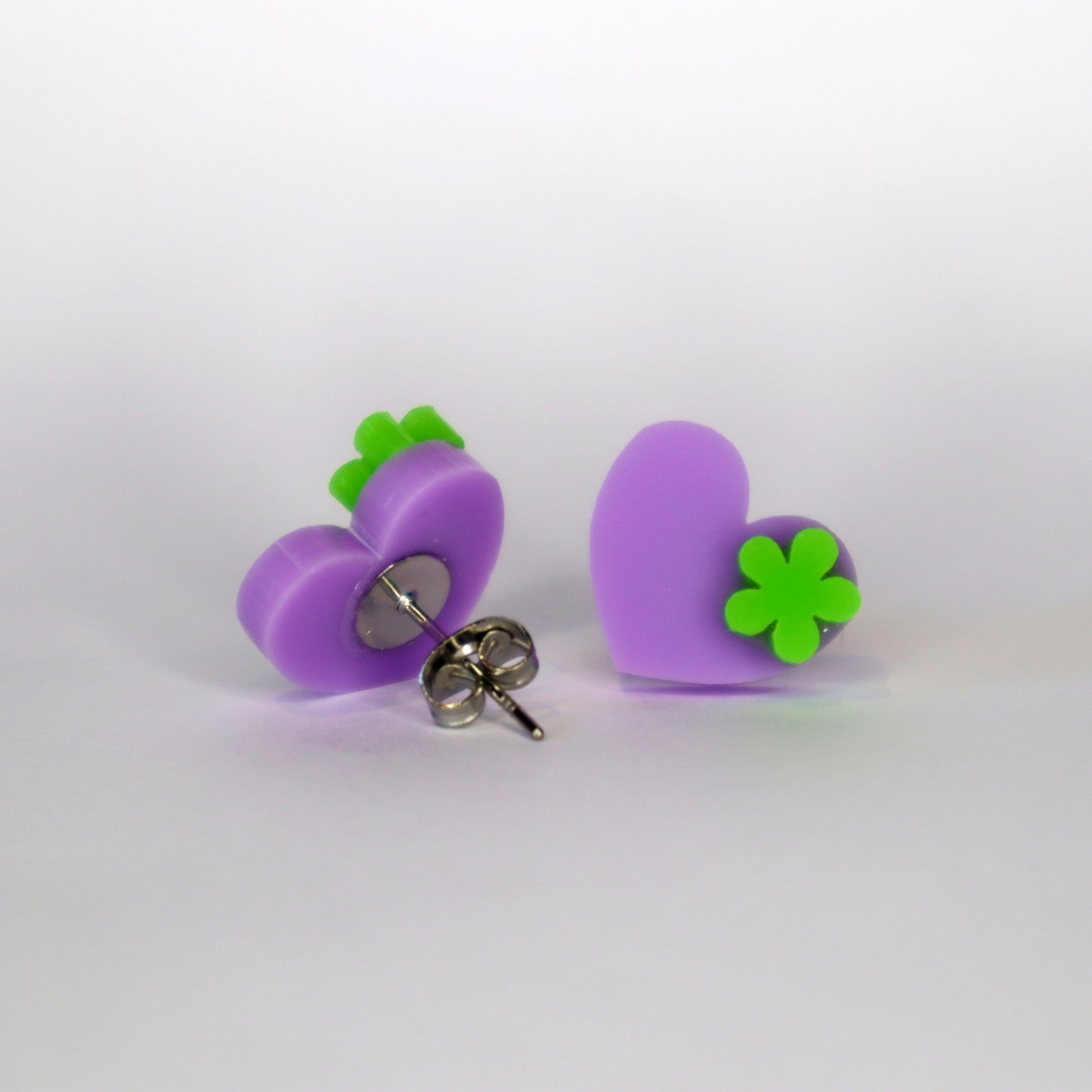 Heart laser cut acrylic earrings - purple