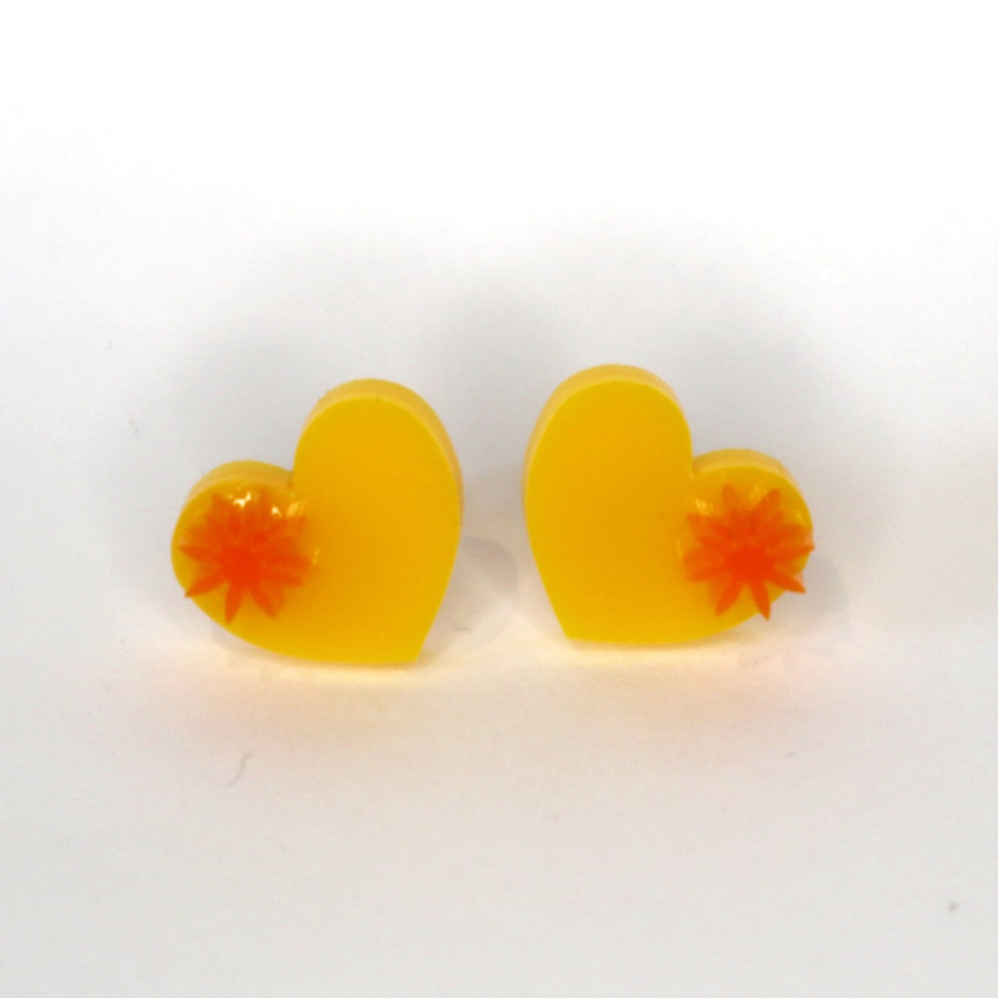 Heart laser cut acrylic earrings - yellow