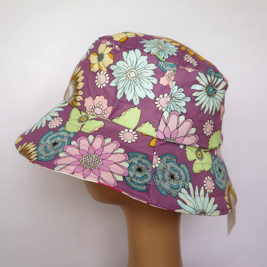 Baby / Kids Reversible Bucket Hat - floral / flamingo
