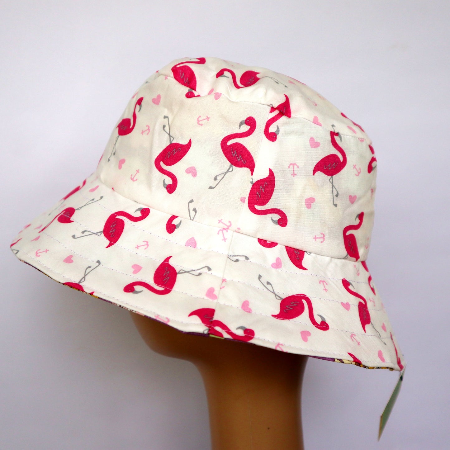Baby / Kids Reversible Bucket Hat - floral / flamingo