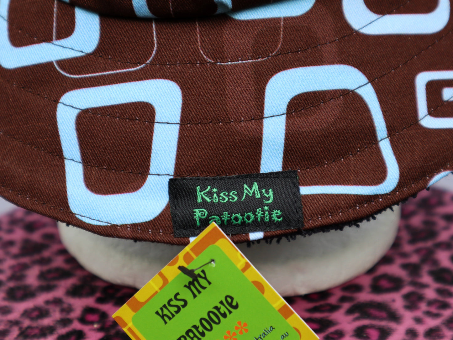 Teen / Mens Reversible Bucket Hat - retro geometric, terry towelling