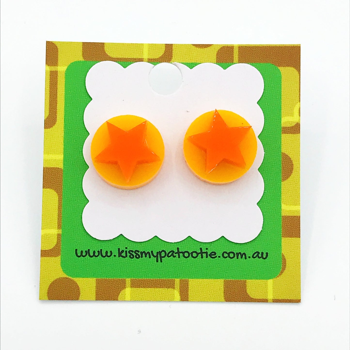Star laser cut acrylic earrings - yellow & orange