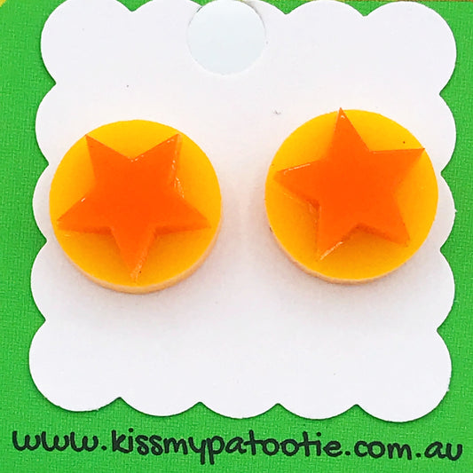 Star laser cut acrylic earrings - yellow & orange
