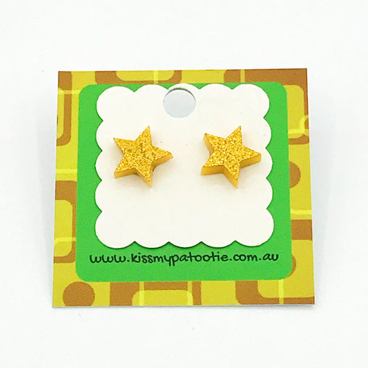 Star laser cut acrylic earrings - gold glitter