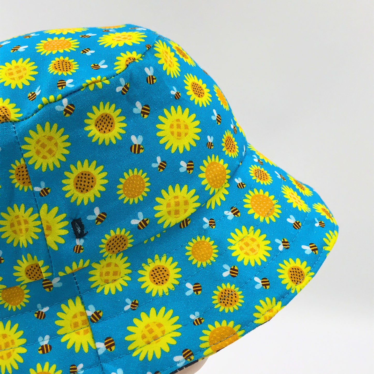 Baby / Kids Reversible Bucket Hat - bumble bees & sunflowers