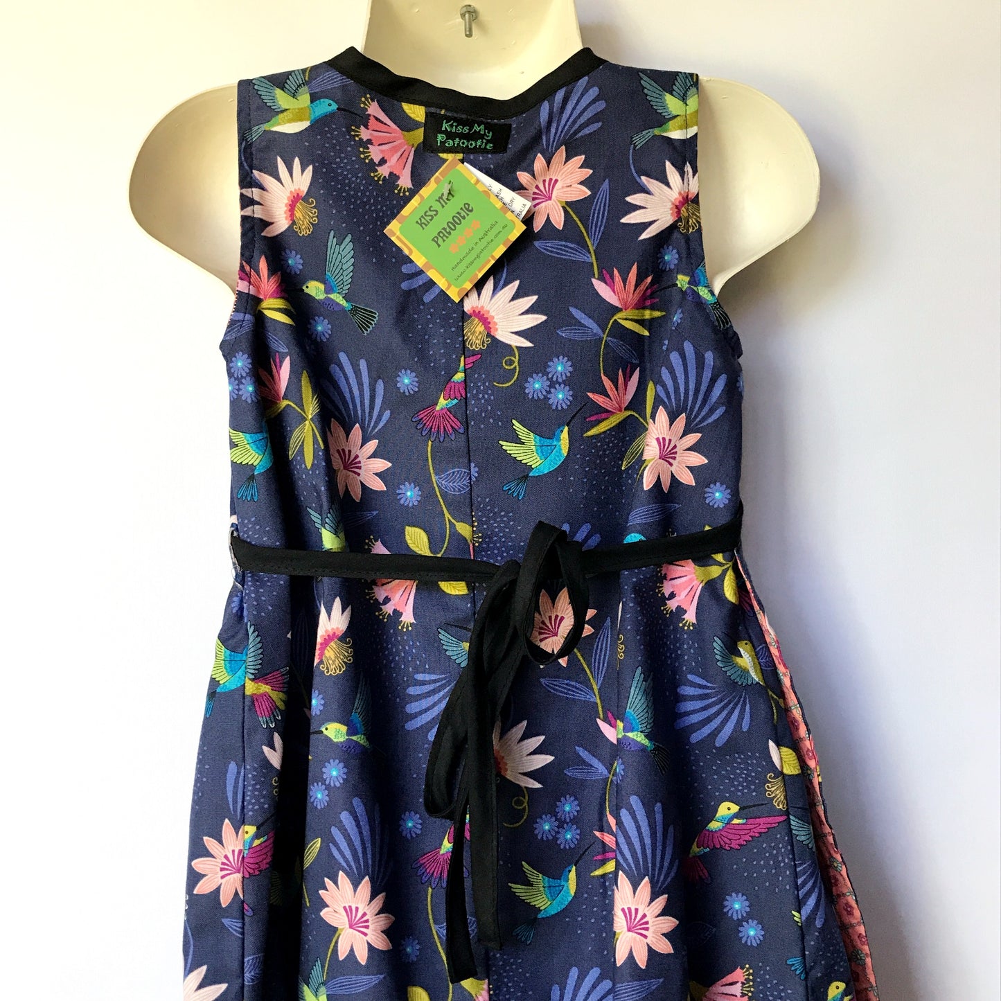 Girls Reversible wrap dress - sizes 0 to 8 - hummingbird