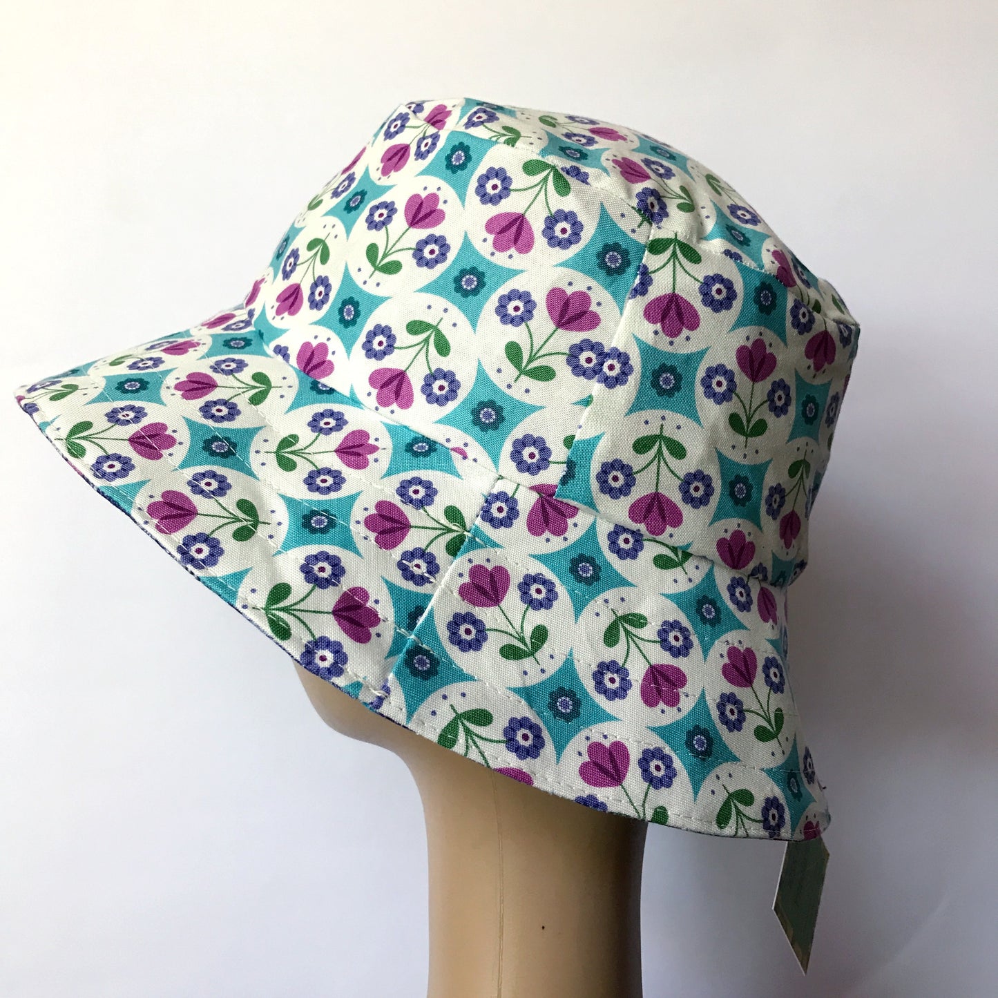 Blue Floral Reversible Bucket Hat