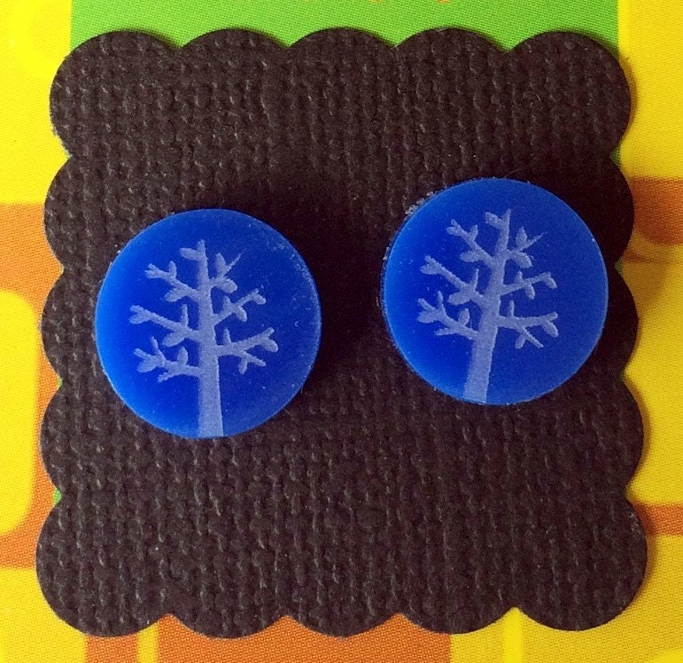 Woodland trees - Laser Cut Earrings / Studs - acrylic - more colours available