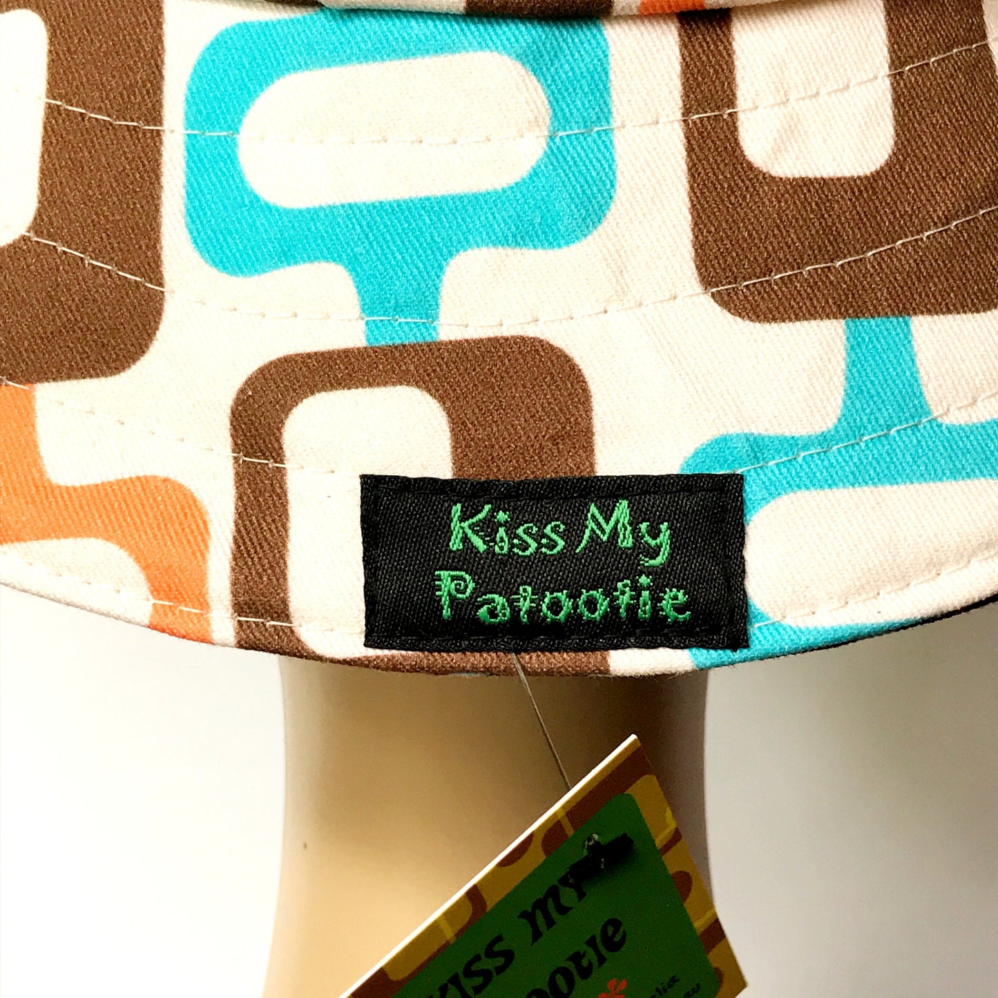 Reversible Bucket Hat - sizes 3 mths - 6 yrs - brown geometric print