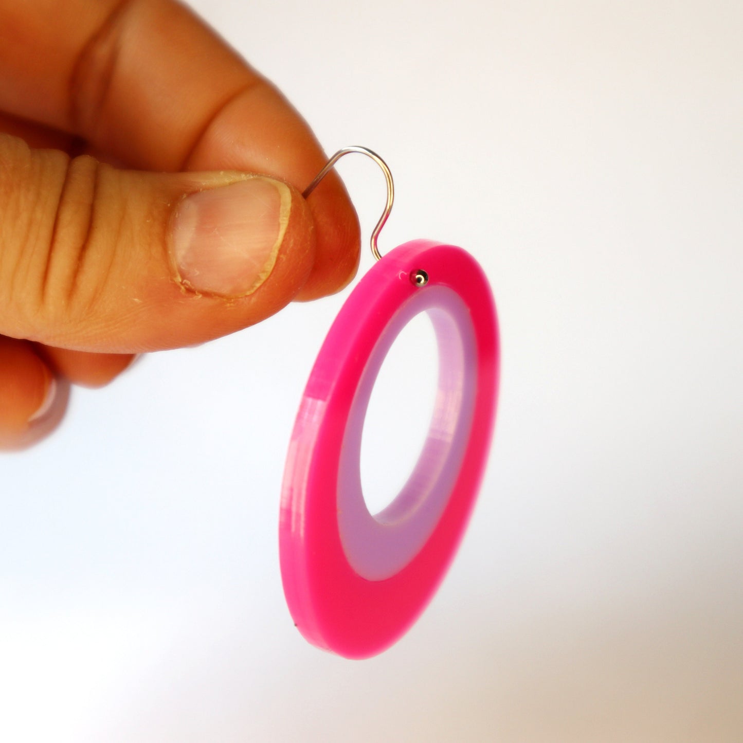 Retro 60's Mod Earrings - laser cut acrylic - pink & purple