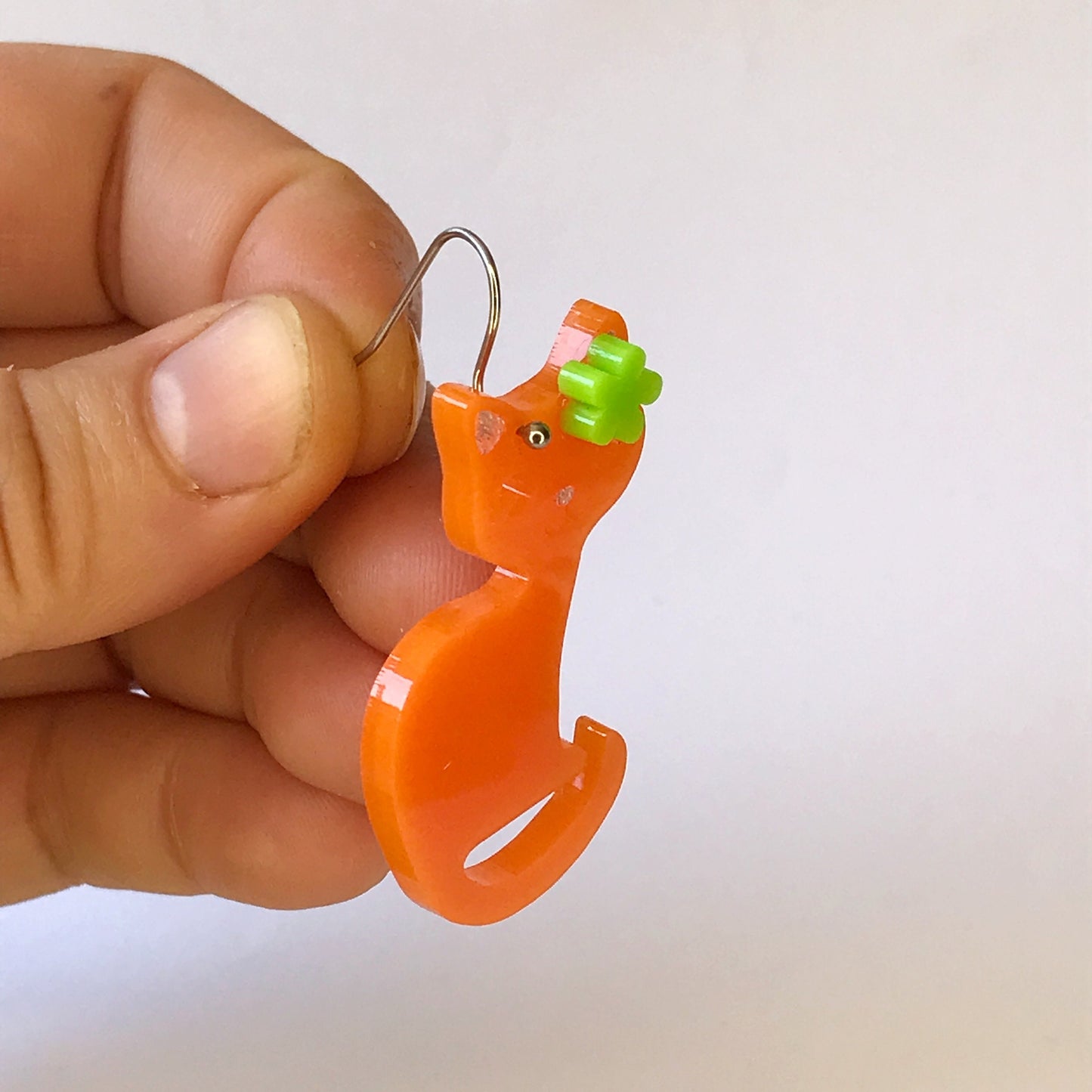 Kitty Cat Earrings - laser cut acrylic - orange