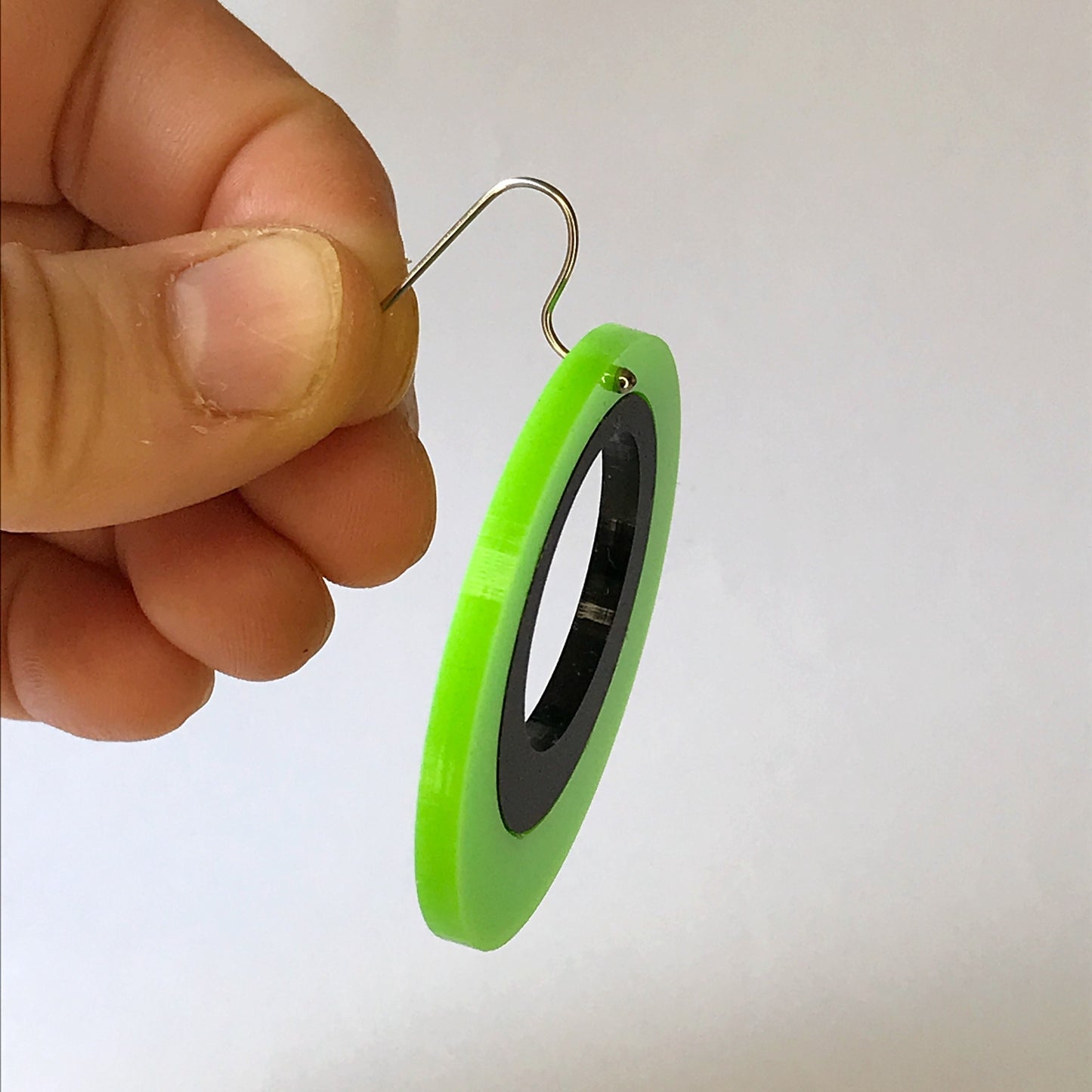 Retro 60's Mod Earrings - laser cut acrylic - green & black