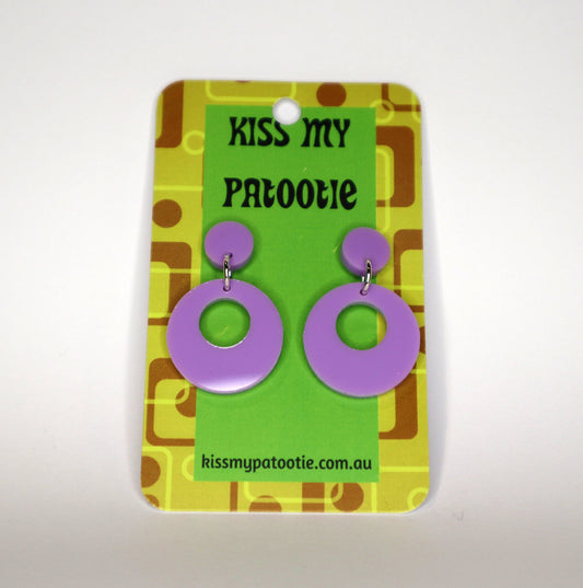 Retro Mod Earrings - laser cut acrylic - purple