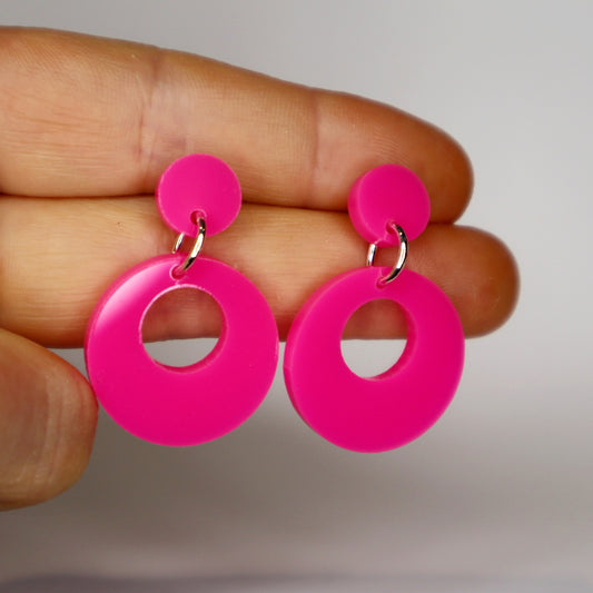 Retro Mod Earrings - laser cut acrylic - pink